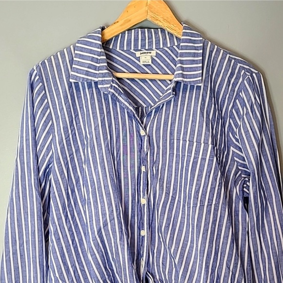 J. Crew Blue and White Striped Button Down Shirt - Picture 2 of 7